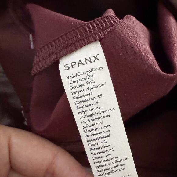 SPANX Faux Patent Leather Leggings Ruby Burgundy XL - Picture 10 of 11